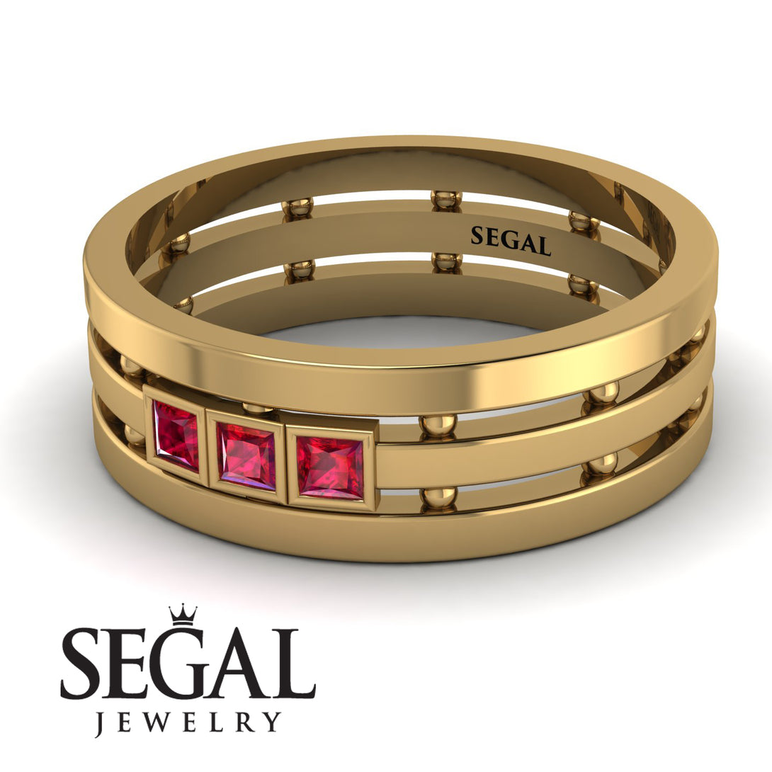 Geometrical Ruby Wedding Ring - David No. 10
